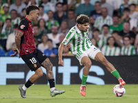 Ez Abde of Real Betis battles for the ball during the La Liga EA Sports match between Real Betis and RCD Mallorca at Benito Villamarin in Se...