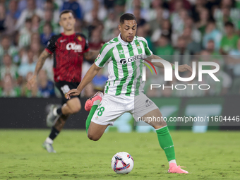 Vitor Roque of Real Betis is in action during the La Liga EA Sports match between Real Betis and RCD Mallorca at Benito Villamarin in Sevill...