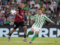 Giovani Lo Celso of Real Betis makes a center to the area during the La Liga EA Sports match between Real Betis and RCD Mallorca at Benito V...