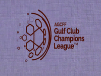 The new Gulf Club Champions League logo is displayed on the screen during the 2024-25 Gulf Club Champions League draw ceremony in Doha, Qata...