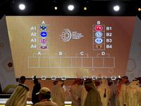 A view of the Gulf Club Champions League draw results during the 2024-25 Gulf Club Champions League draw ceremony in Doha, Qatar, on Septemb...