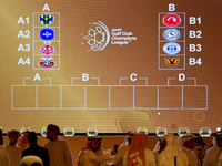 A view of the Gulf Club Champions League draw results during the 2024-25 Gulf Club Champions League draw ceremony in Doha, Qatar, on Septemb...