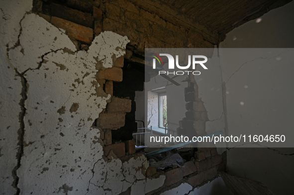 Inside the house damaged by Russian shelling on the territory of the Vozdvyzhivka territorial community in Zaporizhzhia region, southeastern...