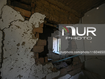 Inside the house damaged by Russian shelling on the territory of the Vozdvyzhivka territorial community in Zaporizhzhia region, southeastern...