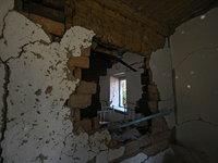 Inside the house damaged by Russian shelling on the territory of the Vozdvyzhivka territorial community in Zaporizhzhia region, southeastern...