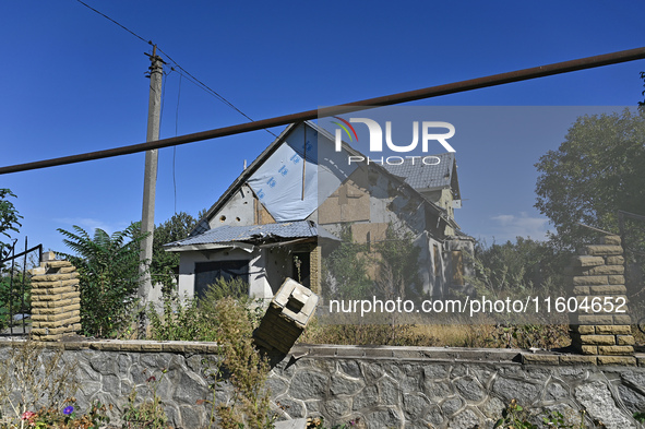 A building is destroyed by Russian shelling on the territory of the Vozdvyzhivka territorial community in Zaporizhzhia region, southeastern...