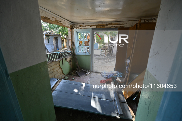 Inside the house damaged by Russian shelling on the territory of the Vozdvyzhivka territorial community in Zaporizhzhia region, southeastern...