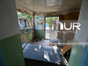 Inside the house damaged by Russian shelling on the territory of the Vozdvyzhivka territorial community in Zaporizhzhia region, southeastern...