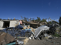 ZAPORIZHZHIA REGION, UKRAINE - SEPTEMBER 20, 2024 - A car destroyed by Russian shelling on the territory of the Vozdvyzhivka territorial com...