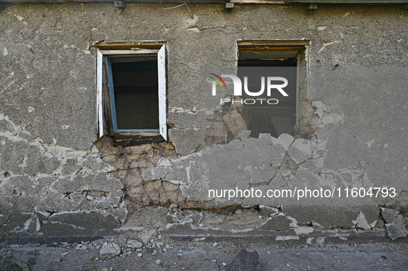 A building is destroyed by Russian shelling on the territory of the Vozdvyzhivka territorial community in Zaporizhzhia region, southeastern...