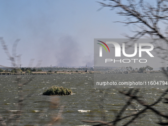 A railroad bridge across the Kurakhove Reservoir is destroyed by Russian shelling in Kurakhove, Pokrovsk district, Donetsk region, eastern U...