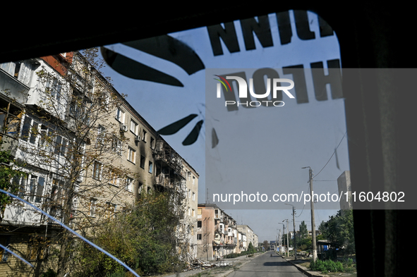 A residential building sustains damage from Russian shelling in the frontline city of Kurakhove, Pokrovsk district, Donetsk region, eastern...