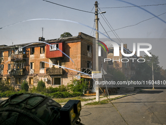 A residential building sustains damage from Russian shelling in the frontline city of Kurakhove, Pokrovsk district, Donetsk region, eastern...