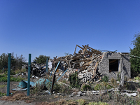 A building is destroyed by Russian shelling on the territory of the Vozdvyzhivka territorial community in Zaporizhzhia region, southeastern...