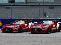 The Mercedes AMG Safety Car participates in the Formula 1 Singapore Grand Prix 2024 on the Marina Bay Circuit in Singapore from September 19...