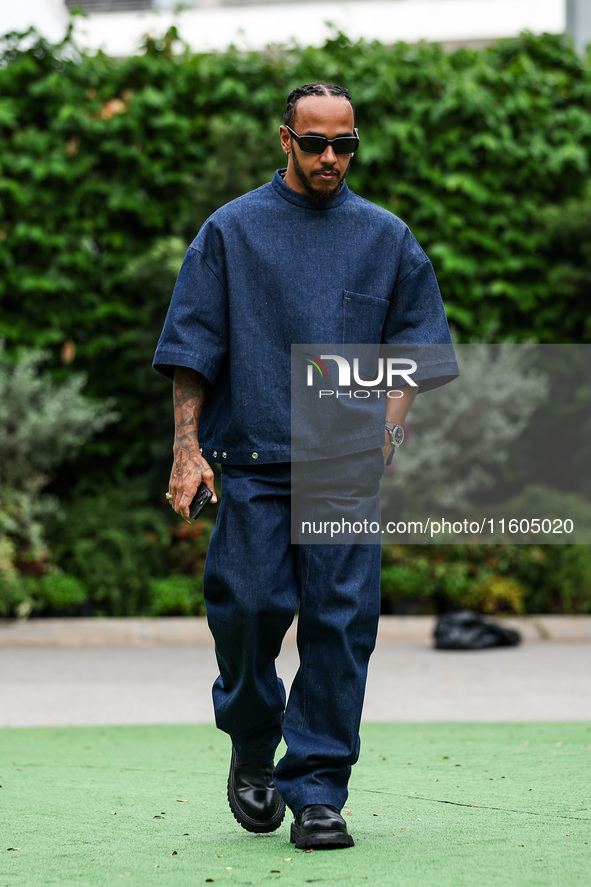 Lewis Hamilton of the Mercedes AMG F1 Team W15 poses for a portrait during the Formula 1 Singapore Grand Prix 2024 at the Marina Bay Circuit...