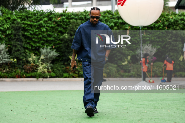 Lewis Hamilton of the Mercedes AMG F1 Team W15 poses for a portrait during the Formula 1 Singapore Grand Prix 2024 at the Marina Bay Circuit...