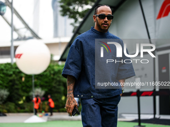 Lewis Hamilton of the Mercedes AMG F1 Team W15 poses for a portrait during the Formula 1 Singapore Grand Prix 2024 at the Marina Bay Circuit...