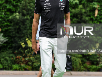 George Russell of the Mercedes AMG F1 Team W15 poses for a portrait during the Formula 1 Singapore Grand Prix 2024 at the Marina Bay Circuit...