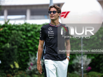 George Russell of the Mercedes AMG F1 Team W15 poses for a portrait during the Formula 1 Singapore Grand Prix 2024 at the Marina Bay Circuit...