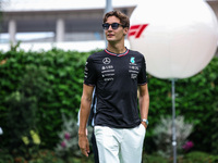 George Russell of the Mercedes AMG F1 Team W15 poses for a portrait during the Formula 1 Singapore Grand Prix 2024 at the Marina Bay Circuit...