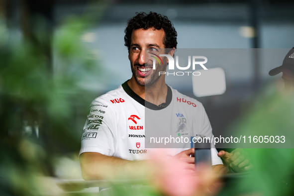 Daniel Ricciardo of Visa Cash App RB F1 Team VCARB 01 poses for a portrait during the Formula 1 Singapore Grand Prix 2024 on the Marina Bay...