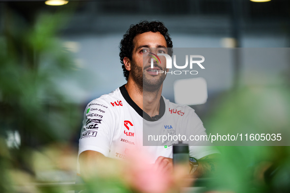 Daniel Ricciardo of Visa Cash App RB F1 Team VCARB 01 poses for a portrait during the Formula 1 Singapore Grand Prix 2024 on the Marina Bay...