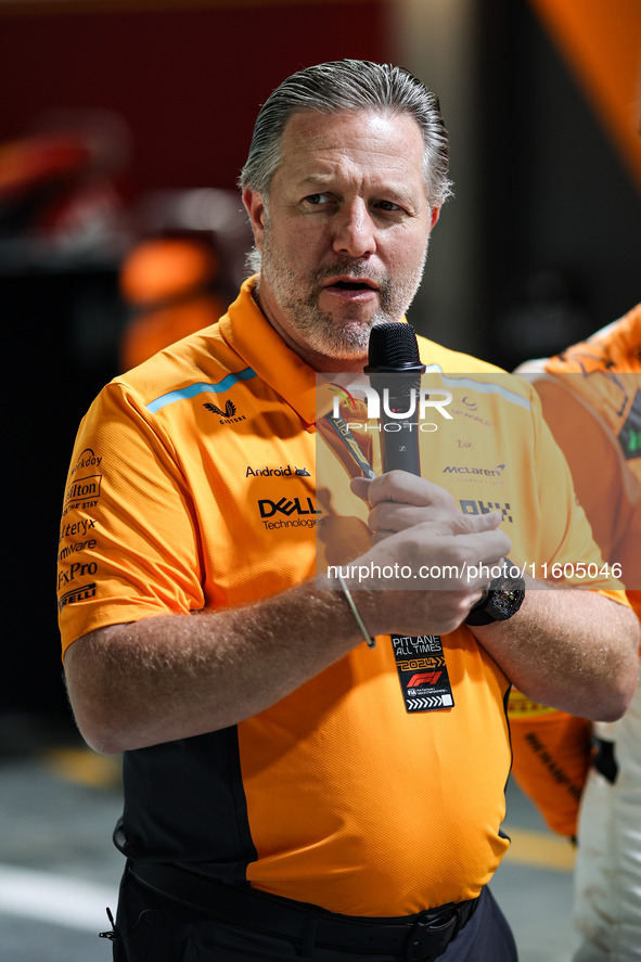 Zak Brown, CEO of McLaren F1 Team, during the Formula 1 Singapore Grand Prix in Singapore, on September 19-22, 2024, at the Marina Bay Circu...