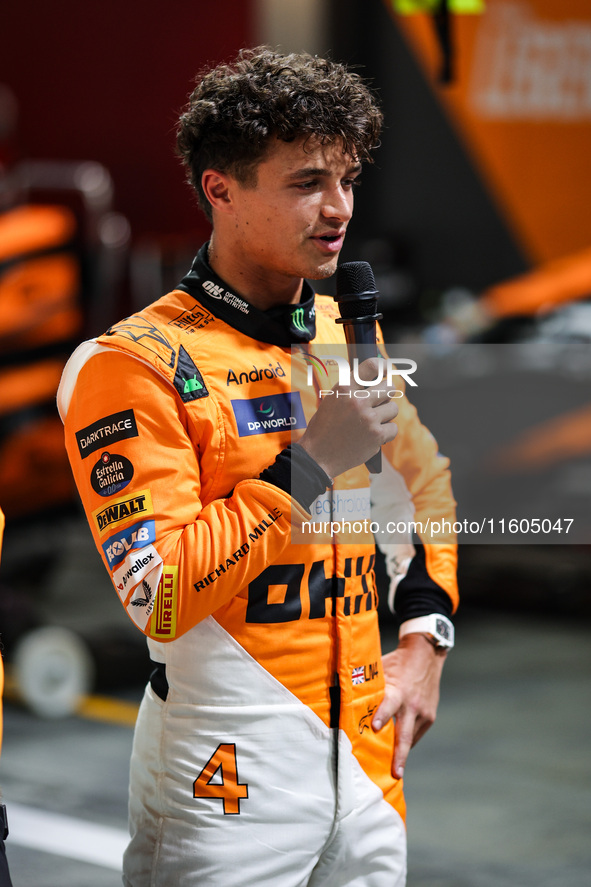 Lando Norris of McLaren F1 Team MCL38, portrait during the Formula 1 Singapore Grand Prix 2024 in Singapore, on September 19 to 22, 2024, on...