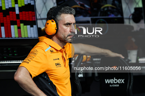 Andrea Stella, Team Principal of McLaren, portrait during the Formula 1 Singapore Grand Prix in Singapore, on September 19 to 22, 2024, on t...