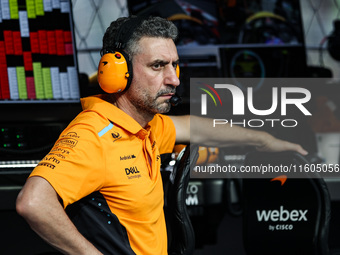 Andrea Stella, Team Principal of McLaren, portrait during the Formula 1 Singapore Grand Prix in Singapore, on September 19 to 22, 2024, on t...