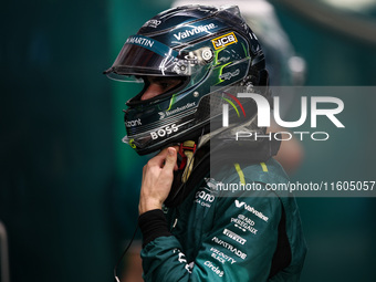 Lance Stroll of Aston Martin F1 Team AMR24 poses for a portrait during the Formula 1 Singapore Grand Prix 2024 on the Marina Bay Circuit in...