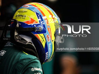 Fernando Alonso of Aston Martin F1 Team AMR24 poses for a portrait during the Formula 1 Singapore Grand Prix 2024 at the Marina Bay Circuit...