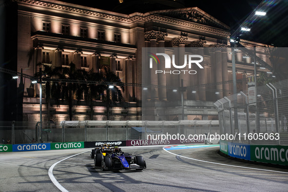 Franco Colapinto of Williams Racing competes during the Formula 1 Singapore Grand Prix on the Marina Bay Circuit in Singapore, from Septembe...