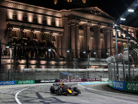 Sergio Perez of Red Bull Racing RB20 competes during the Formula 1 Singapore Grand Prix 2024 on the Marina Bay Circuit in Singapore, from Se...