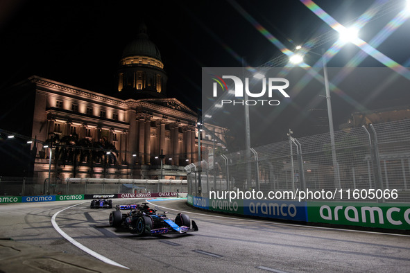 Esteban Ocon of Alpine F1 Team A524 is in action during the Formula 1 Singapore Grand Prix 2024 on the Marina Bay Circuit in Singapore, from...