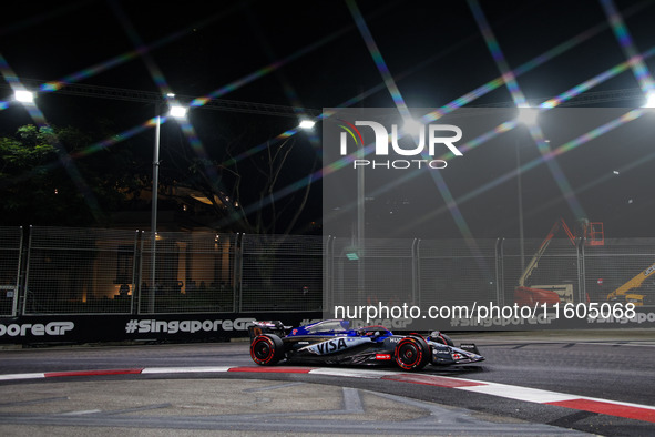 Daniel Ricciardo of Visa Cash App RB F1 Team VCARB 01 is in action during the Formula 1 Singapore Grand Prix 2024 on the Marina Bay Circuit,...