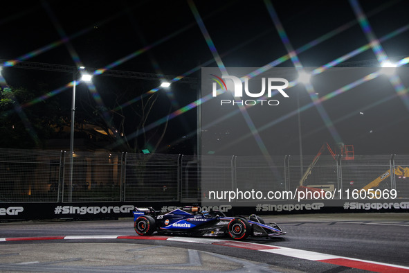 Alexander Albon of Williams Racing FW45 participates in the Formula 1 Singapore Grand Prix 2024 on the Marina Bay Circuit in Singapore from...