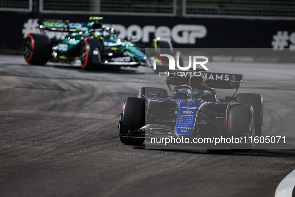 Alexander Albon of Williams Racing FW45 participates in the Formula 1 Singapore Grand Prix 2024 on the Marina Bay Circuit in Singapore from...