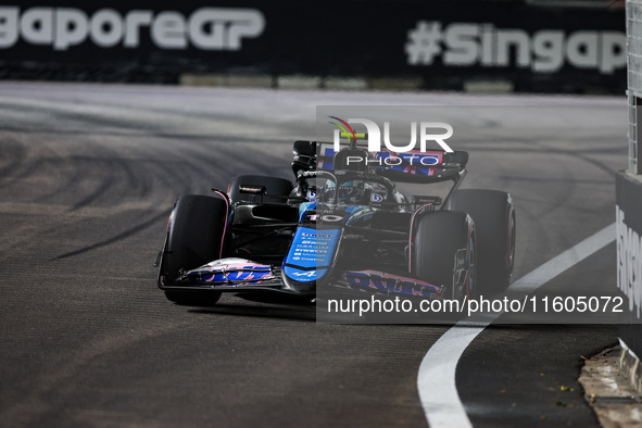 Pierre Gasly of Alpine F1 Team A524 is in action during the Formula 1 Singapore Grand Prix 2024 on the Marina Bay Circuit, in Singapore, fro...