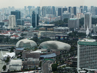 Views of the Singapore city skyline during the Formula 1 Singapore Grand Prix 2024 on the Marina Bay Circuit in Singapore, from September 19...