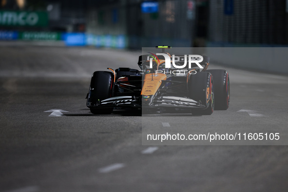 Lando Norris of McLaren F1 Team MCL38 competes during the Formula 1 Singapore Grand Prix 2024 on the Marina Bay Circuit in Singapore, from S...