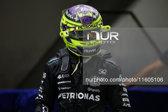 Lewis Hamilton of the Mercedes AMG F1 Team W15 poses for a portrait during the Formula 1 Singapore Grand Prix 2024 at the Marina Bay Circuit...