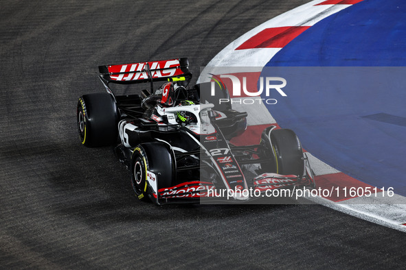 Nico Hulkenberg of Haas F1 Team VF-24 Ferrari is in action during the Formula 1 Singapore Grand Prix 2024 from September 19 to 22, 2024, on...