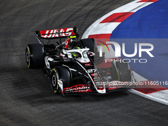 Nico Hulkenberg of Haas F1 Team VF-24 Ferrari is in action during the Formula 1 Singapore Grand Prix 2024 from September 19 to 22, 2024, on...