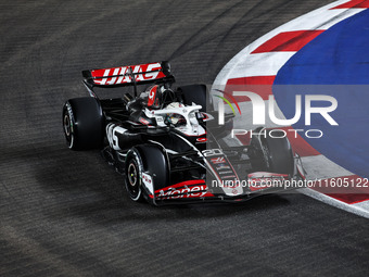 Kevin Magnussen of Haas F1 Team VF-24 Ferrari competes during the Formula 1 Singapore Grand Prix 2024 on the Marina Bay Circuit in Singapore...