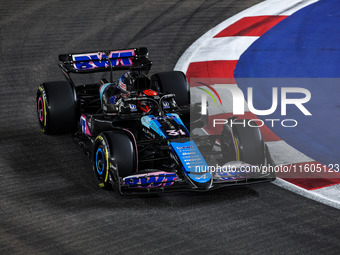 Esteban Ocon of Alpine F1 Team A524 is in action during the Formula 1 Singapore Grand Prix 2024 on the Marina Bay Circuit in Singapore, from...