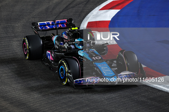 Pierre Gasly of Alpine F1 Team A524 is in action during the Formula 1 Singapore Grand Prix 2024 on the Marina Bay Circuit, in Singapore, fro...