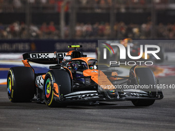 Lando Norris of McLaren F1 Team MCL38 competes during the Formula 1 Singapore Grand Prix 2024 on the Marina Bay Circuit in Singapore, from S...