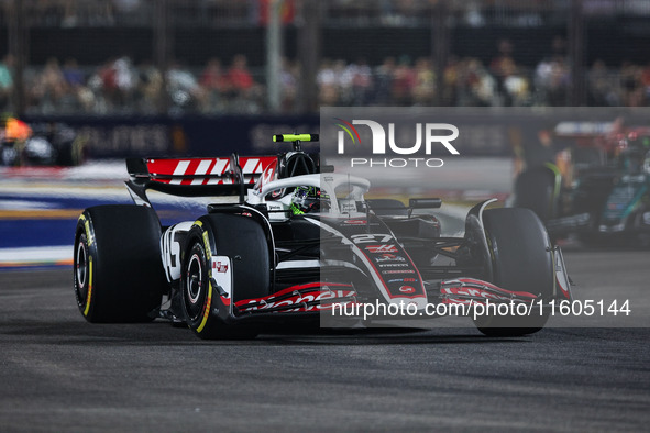 Nico Hulkenberg of Haas F1 Team VF-24 Ferrari is in action during the Formula 1 Singapore Grand Prix 2024 from September 19 to 22, 2024, on...